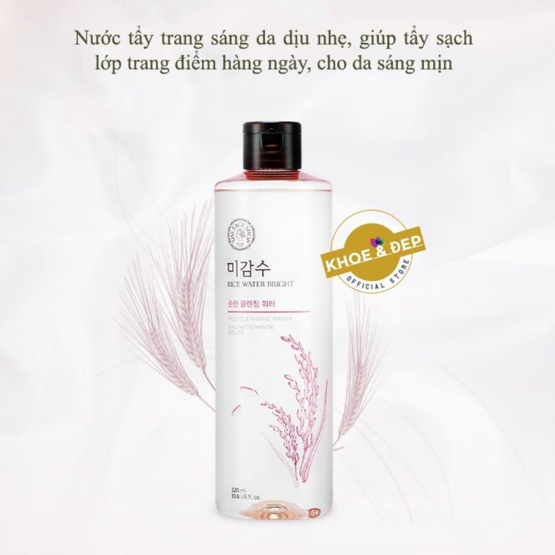 Nước Tẩy  Trang  Gạo THEFACESHOP ⭐CHÍNH HÃNG⭐  Rice Water Bright Mild Cleasing Water 320ml