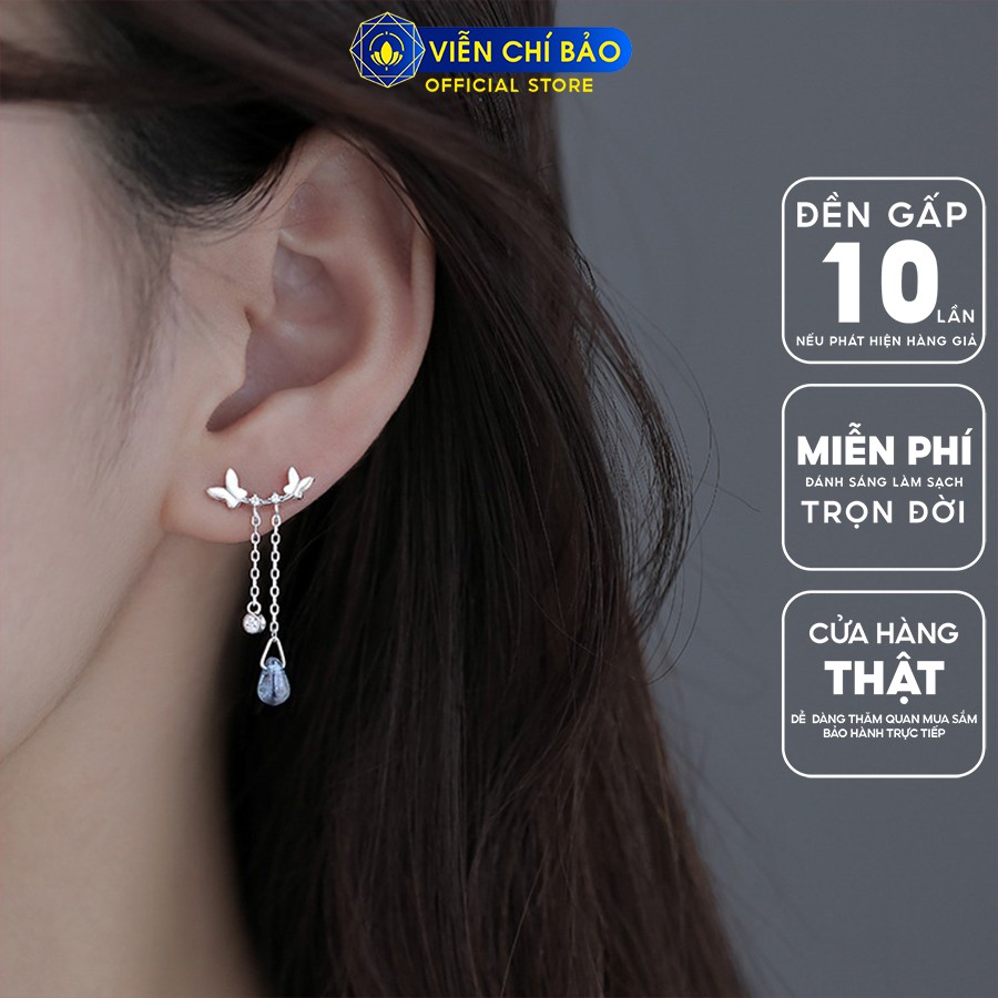 Bông tai bạc nữ cánh bướm giọt nước chất liệu bạc 925 thời trang phụ kiện trang sức Viễn Chí Bảo B400454