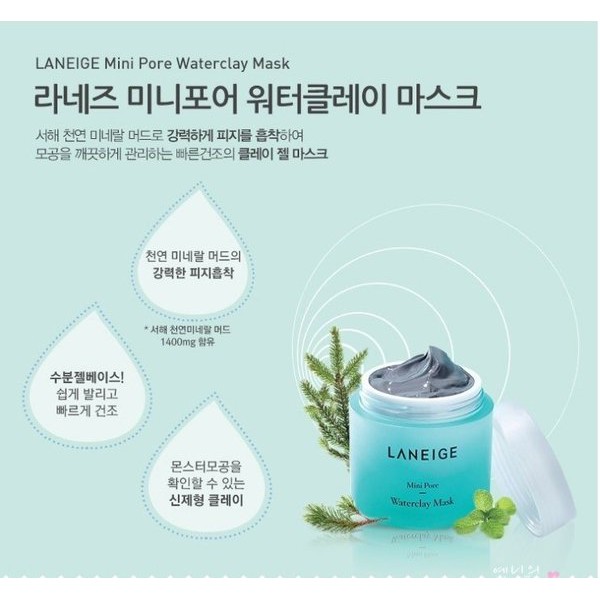 Mặt Nạ Đất Sét Dưỡng Ẩm Và Se Khít Lỗ Chân Lông Laneige Mini Pore Waterclay Mask Miniature