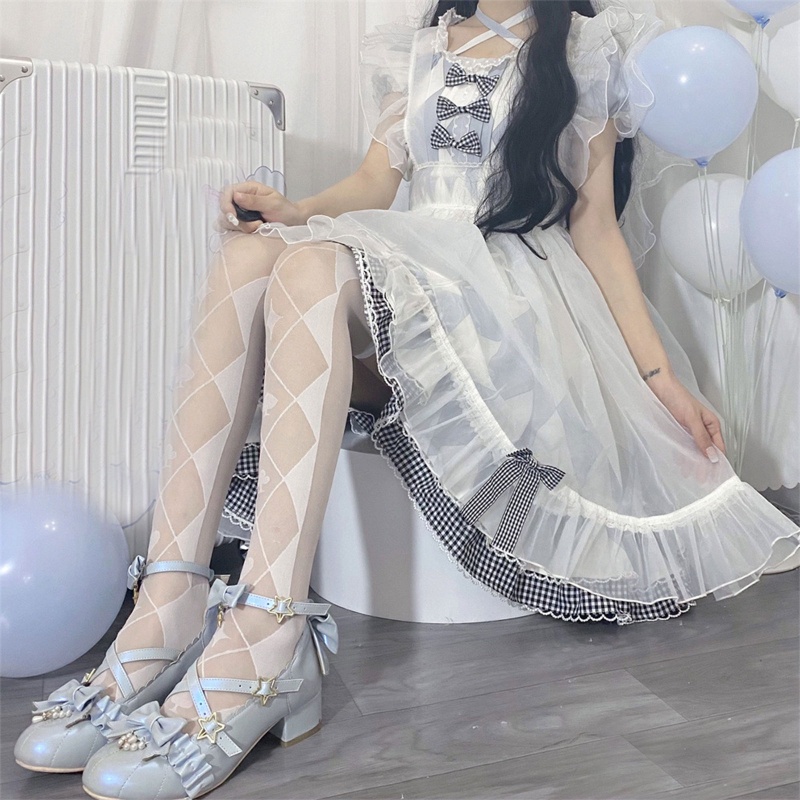 Tất Dài Qua Gối In Họa Tiết Hoạt Hình Phong Cách Lolita Gothic Cho Nữ