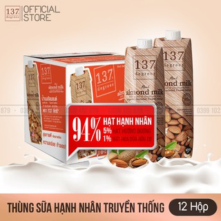 Thùng Sữa hạt 137 DEGREES hạnh nhân nguyên chất hộp 1L