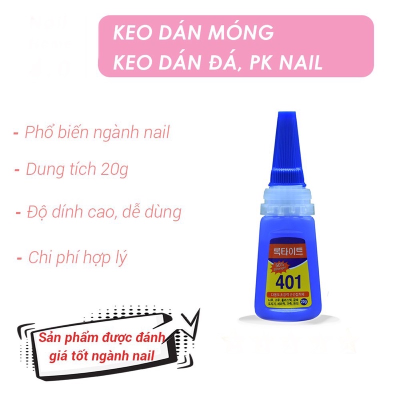 Keo 401 dán móng siêu chắc  GIÁ SỈ TẬN GỐC không hại móng tay, nước lỏng dễ sử dụng, sử dụng lâu dài, lâu bị khô