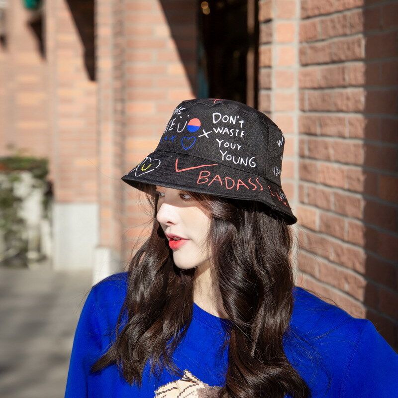 Nón Bucket Unisex Me &amp; U Hàn Quốc Hot Trend Phong Cách Hip Hop Đường Phố Graffiti