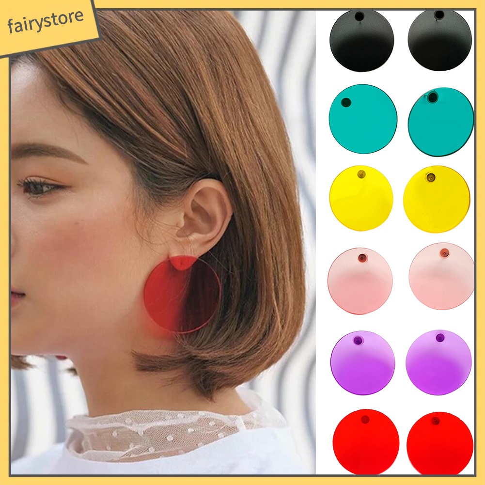 Bông tai tròn thiết kế dạng ống kính nhiều màu thời trang cho nữ