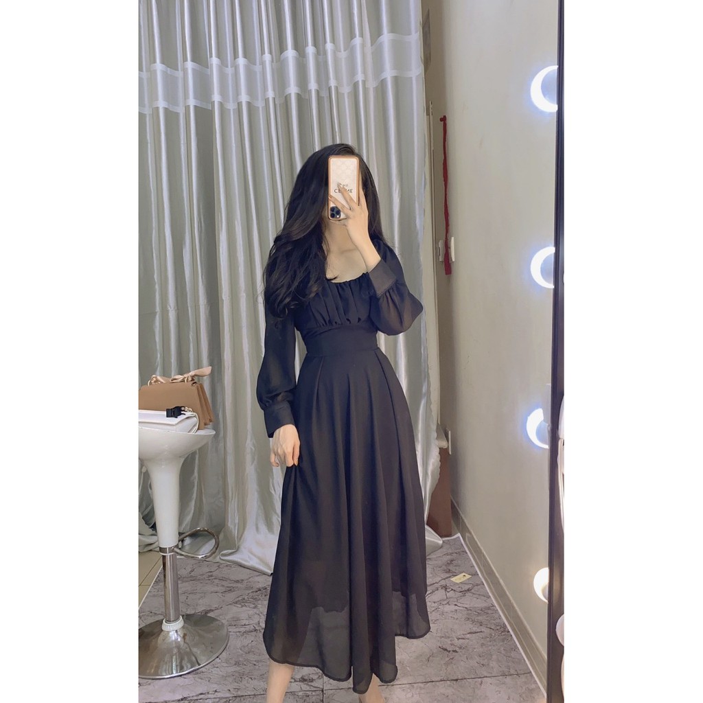 ĐẦM NỮ MAXI CỔ VUÔNG MÀU VÀNG - TRẮNG - NU - ĐEN - ĐỎ [CÓ VIDEO] | BigBuy360 - bigbuy360.vn