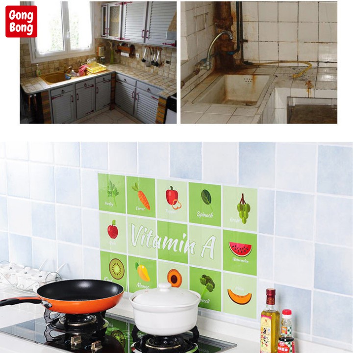 Decal dán bếp chống bám dầu mỡ, giấy dán bếp tráng nhôm cách nhiệt dễ dàng lau nhà chùi kích thước 75x45cm | BigBuy360 - bigbuy360.vn