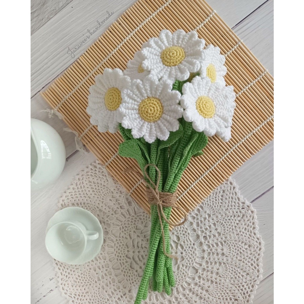 Hoa cúc daisy bông lớn handmade bằng len làm quà hoặc trang trí, hoa len thủ công
