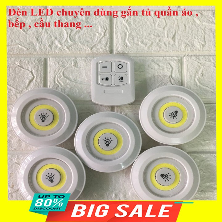 Bộ 3 Bóng Đèn LED Siêu Sáng Dùng Pin AAA+ 1 Remote Tiện Dụng Gắn Tủ Quần Áo + Tủ Bếp + Tủ Rượu