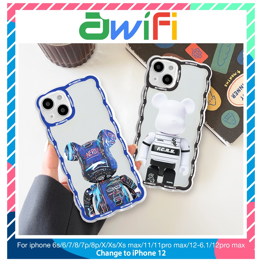 Ốp lưng iphone trong lượn sóng bearbrick FCRB 6/6plus/7/7plus/8/8plus/xs/11/12/13/pro/max/plus/promax-Sale Hot G2-5