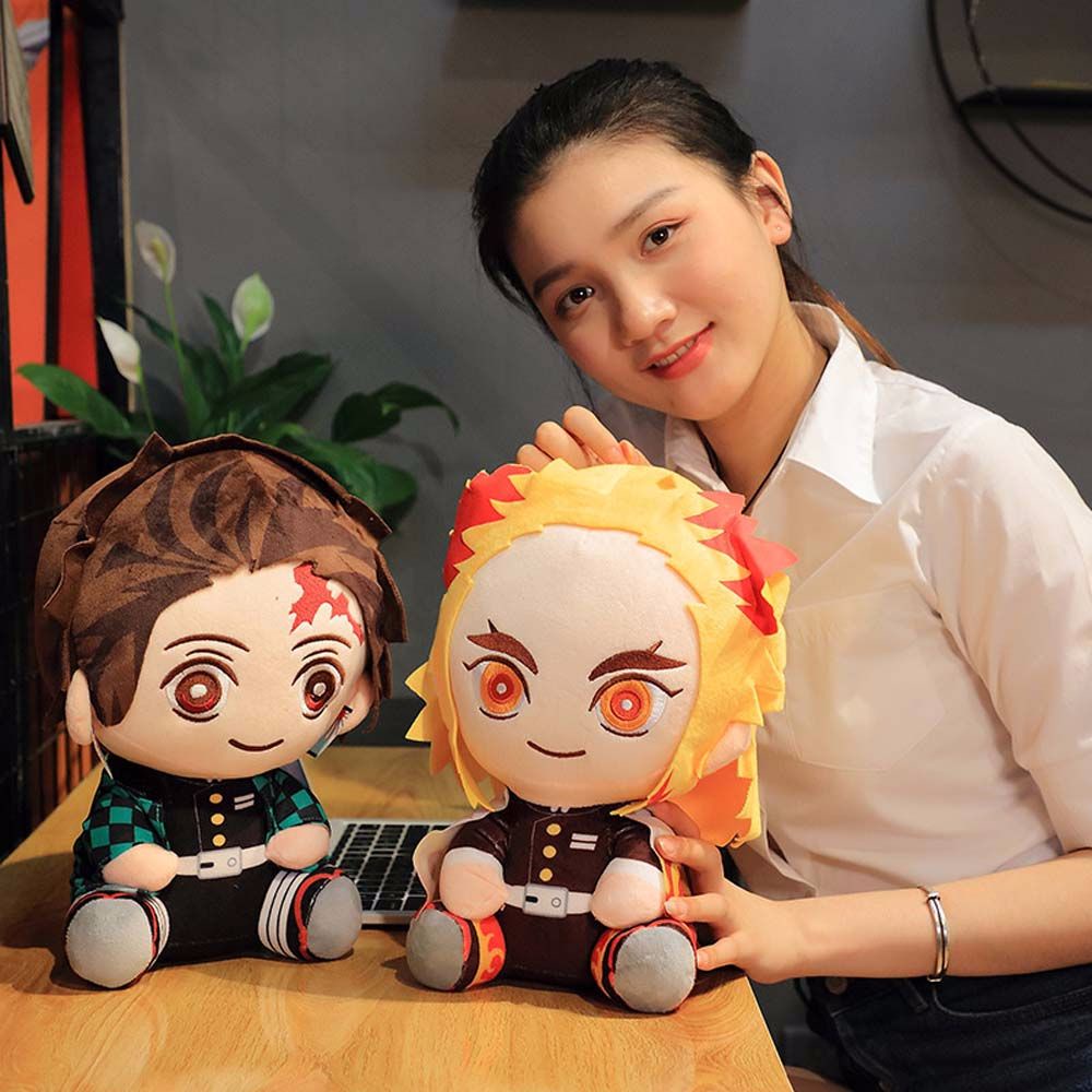 20cm Demon Slayer Plush Toys Kawaii Kamado Tanjirou Agatsuma Zenitsu Kamado Nezuko Stuffed Dolls Lovely Pillow