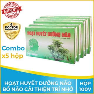 Combo 5 hộp Hoạt huyết dưỡng não, Hộp 100 viên