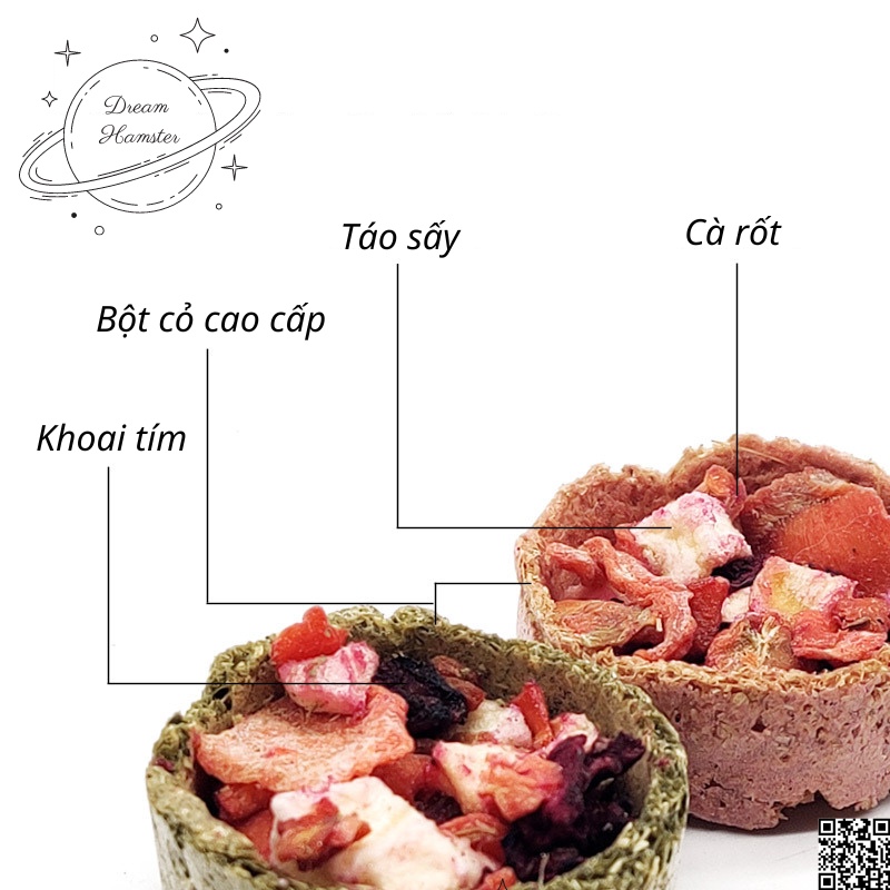 Bánh Tart trái cây rau củ cho Hamster, thỏ, bọ, nhím ...