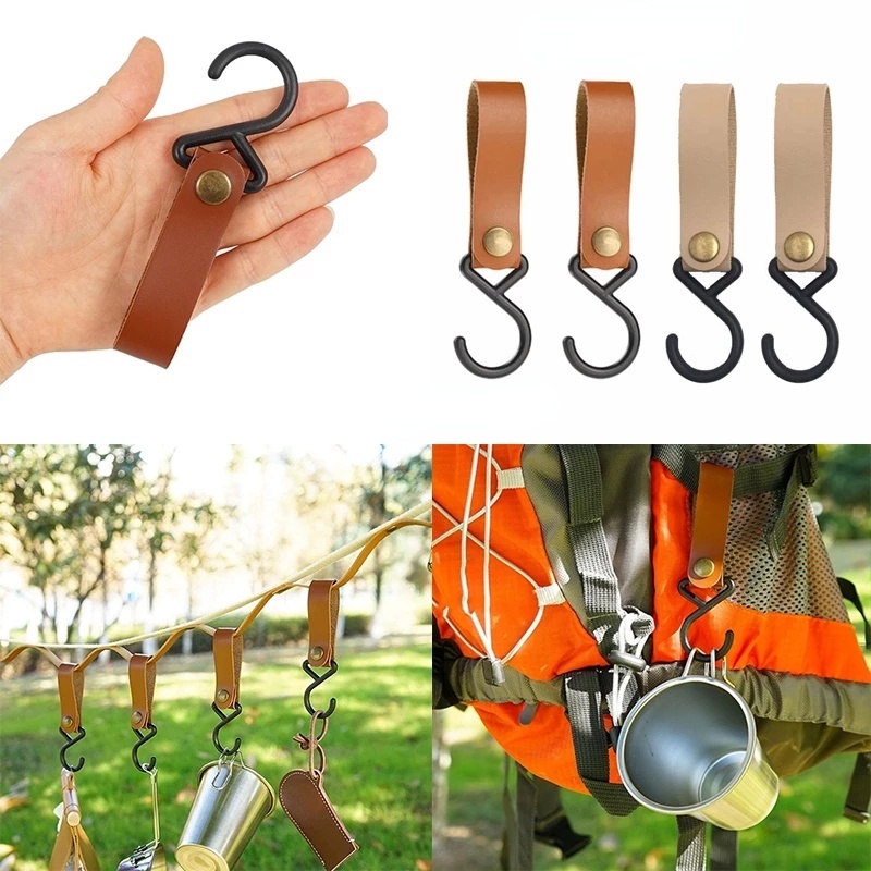 Móc Treo Chìa Khóa Hình Chữ S Bằng Da PU Tiện Dụng Khi Đi Cắm Trại