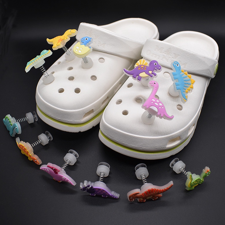 Nút Bấm Hình Khủng Long Nhiều Màu Sắc Trang Trí Giày crocs Jibbitzpins diy