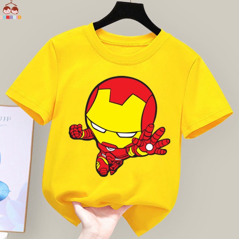 Áo thun cho bé hình siêu nhân mặt vàng .áo cho bé từ 6kg-30kg.AL42.
