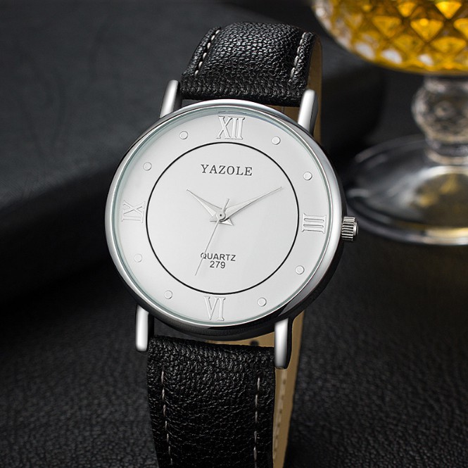 Đồng hồ đôi nam nữ Yazole 279 dây da sang trọng