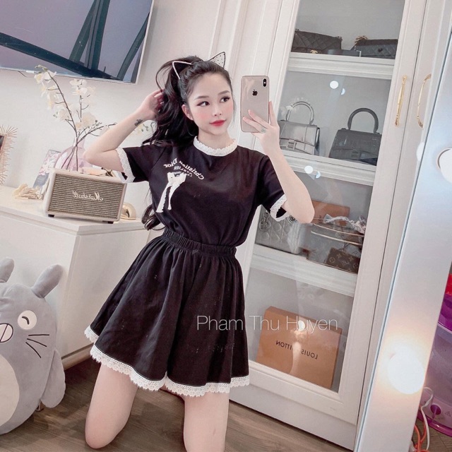 Set phom thụng quần giả váy