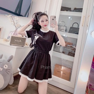 Set phom thụng quần giả váy