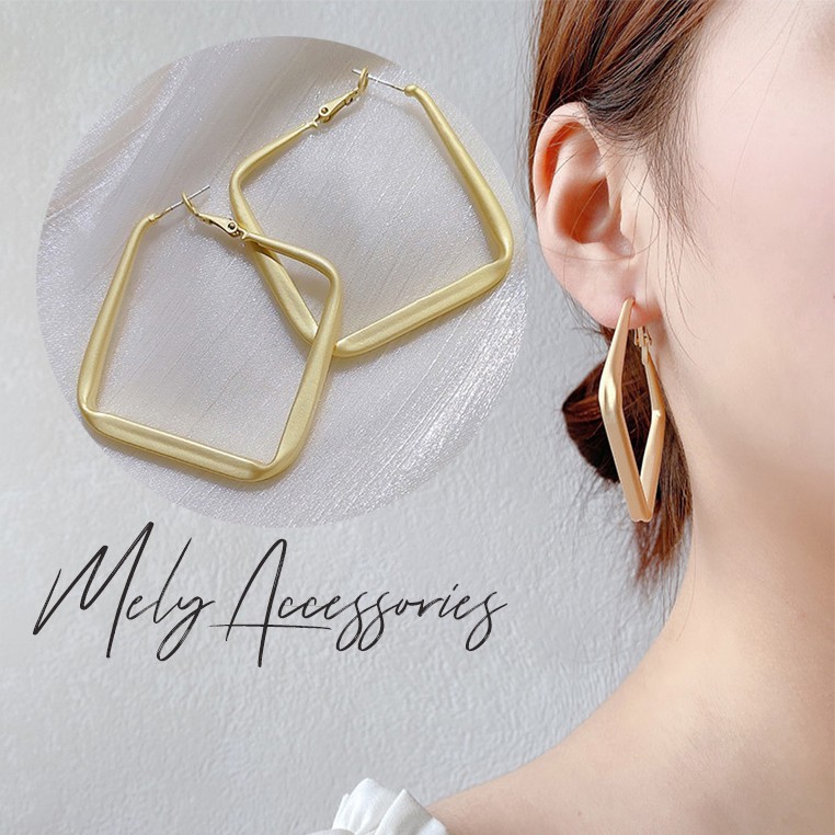 Bông tai tứ giác mạ vàng nhám phong cách hiện đại thanh lịch dành cho nữ - Mely 1425