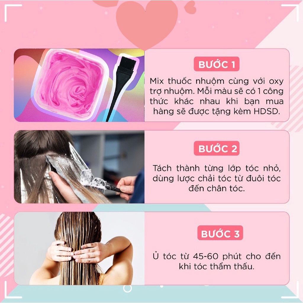 Trọn bộ Thuốc nhuộm tóc màu Xanh Tiên cá, nhuộm tóc tại nhà dễ dang, dưỡng tóc, tặng kèm trợ nhuộm
