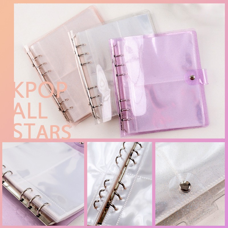 [A5 lùn- 6 còng] Sổ đựng card Binder nhũ vuông A5 lùn kèm sheet đựng card