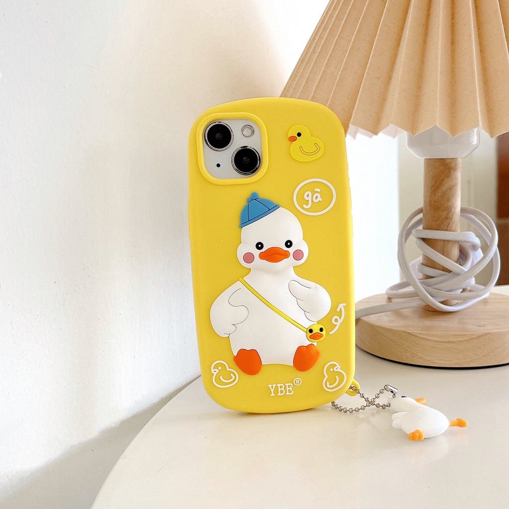 Ốp Điện Thoại Hình Chú Vịt Đeo Ba Lô Vui Nhộn Cho Iphone 12 pro max 11 pro max xs max xr x 7 8 plus