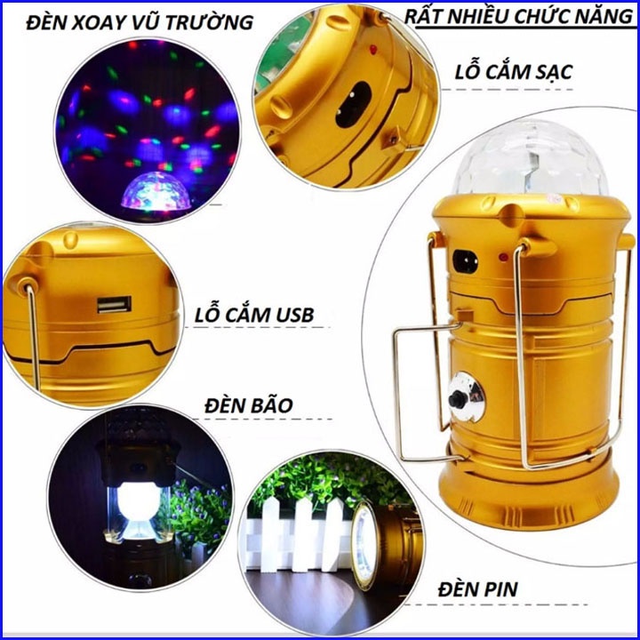 Đèn Pin Cầm Tay Siêu Sáng Đa Năng 4 Trong 1 Chớp Sân Khấu Xoay Nhiều Màu, Đèn Pin Xách Tay Kiêm Đèn Lồng Trang Trí