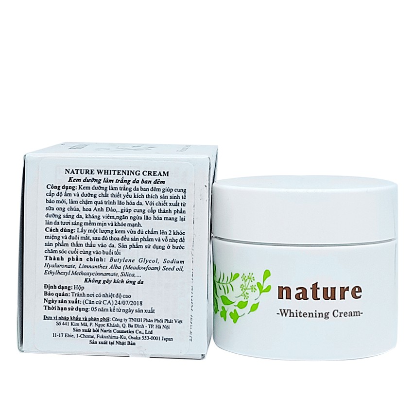 Kem dưỡng làm trắng da ban đêm Nature Whitening Cream cao cấp Nhật Bản 50g