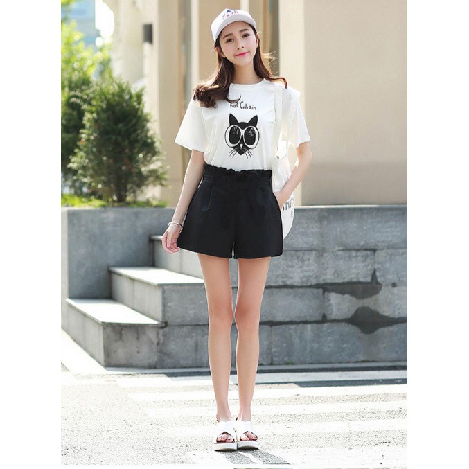 Quần Sọt Kaki Nữ Lưng Thun Siêu Cao 4 Nút