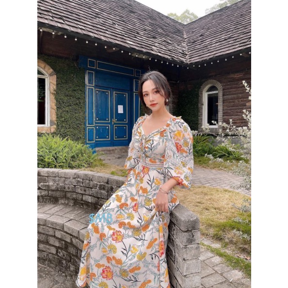 Đầm be hoa cam