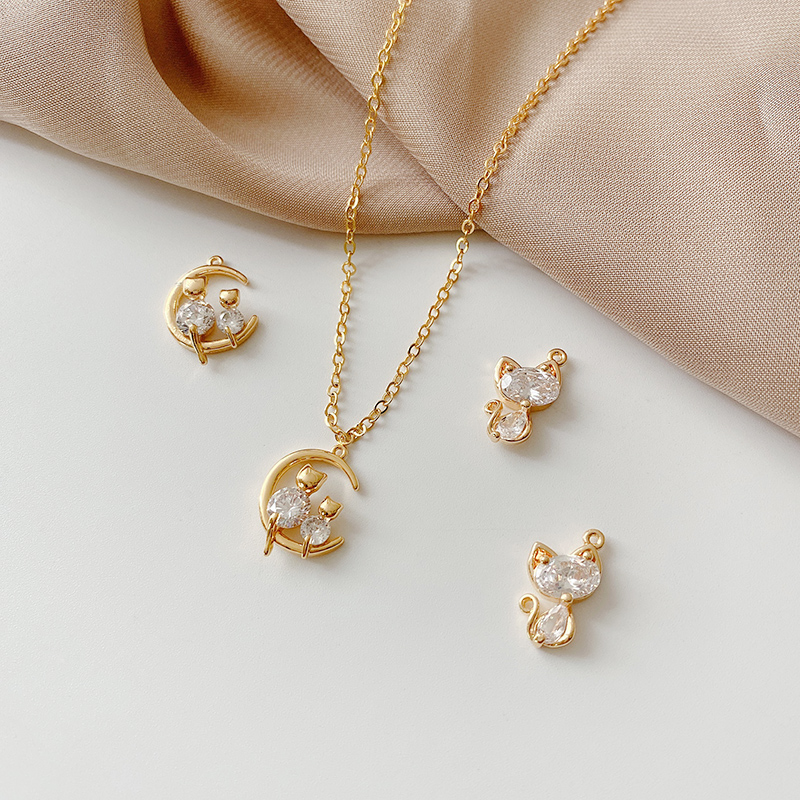 Mặt Vòng cổ Đồng Mạ Vàng 18K Hình Mèo Dễ Thương