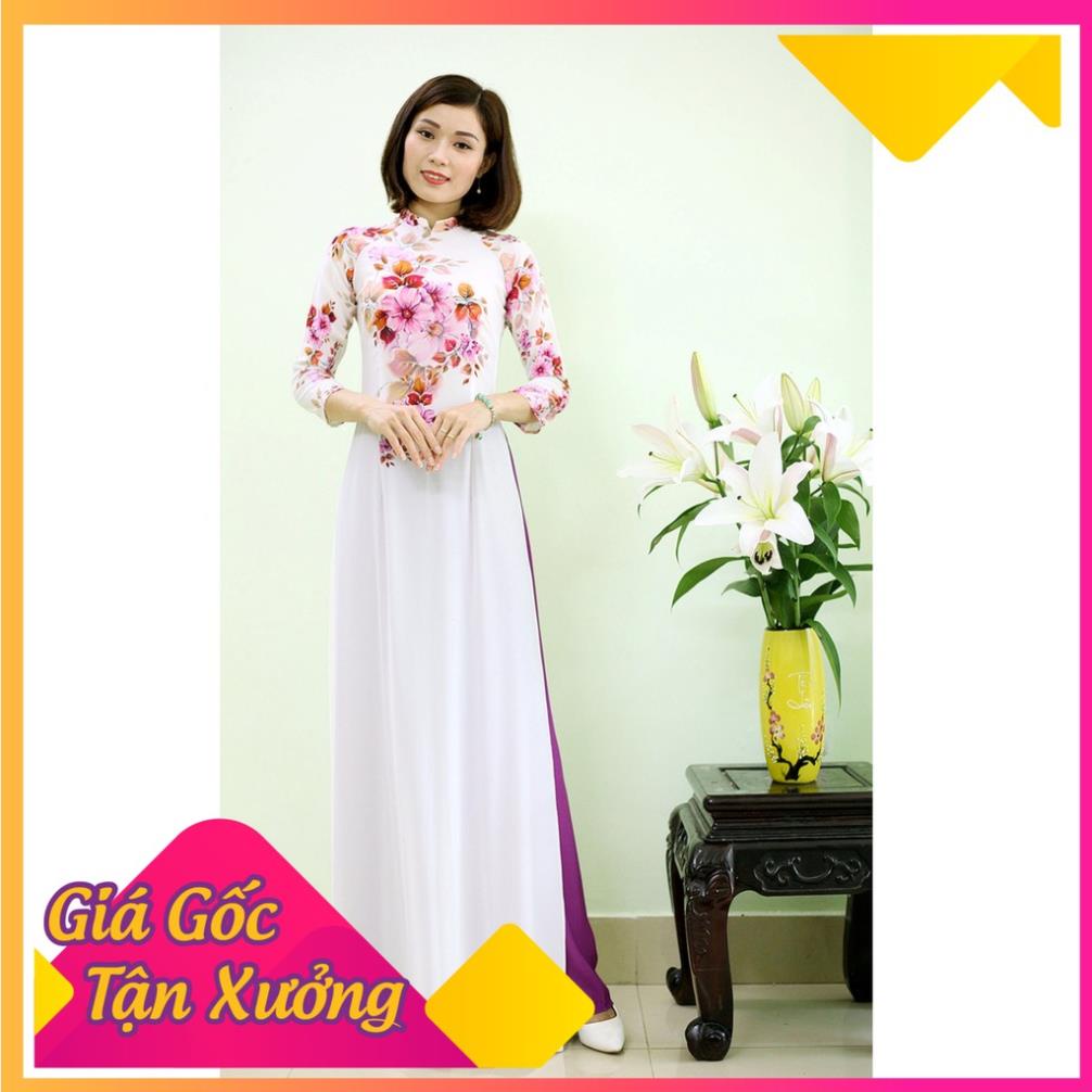 Bộ Áo Dài Truyền Thống 💖 FREESHIP 💖 Bằng Lăng Tím Lụa Nhật Cao Cấp Lên Phom Dáng Chuẩn Hot Nhất Hè 2021