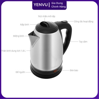 Bình đun nước siêu tốc inox, ấm đun nước, bình siêu tốc .