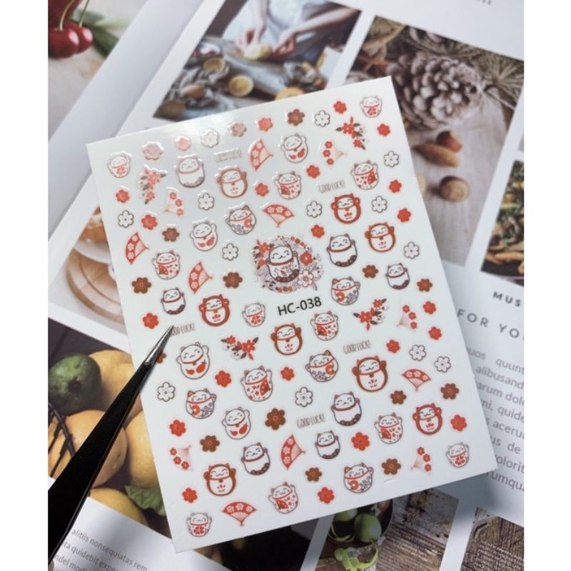 Stick dán móng nail cao cấp,stick gấu,vịt,mèo thần tài,hoa,chuột- phụ kiện nail
