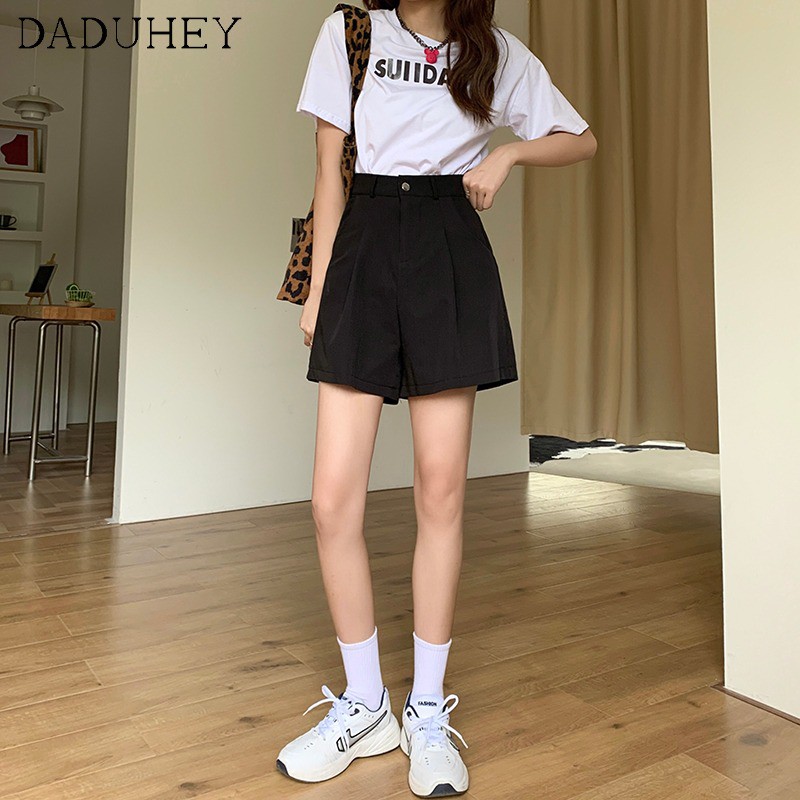 Quần Short Chữ A Lưng Cao Ống Rộng Phong Cách Cơ Bản Thời Trang Mùa Hè