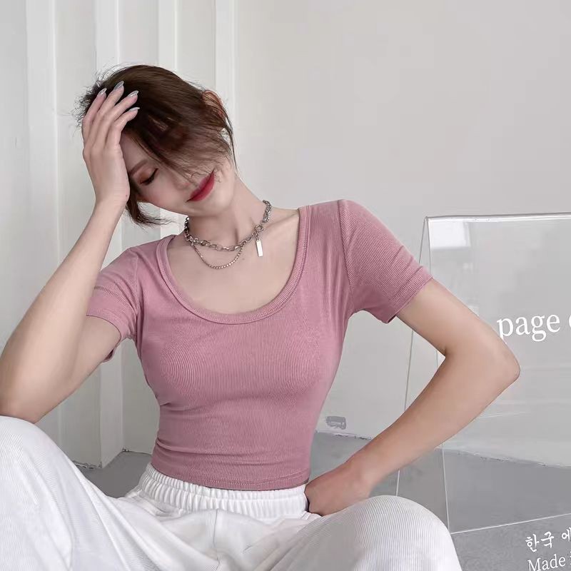 ÁO CROPTOP TAY NGẮN Cổ U BORIP XỊN NTTshop A3-UU