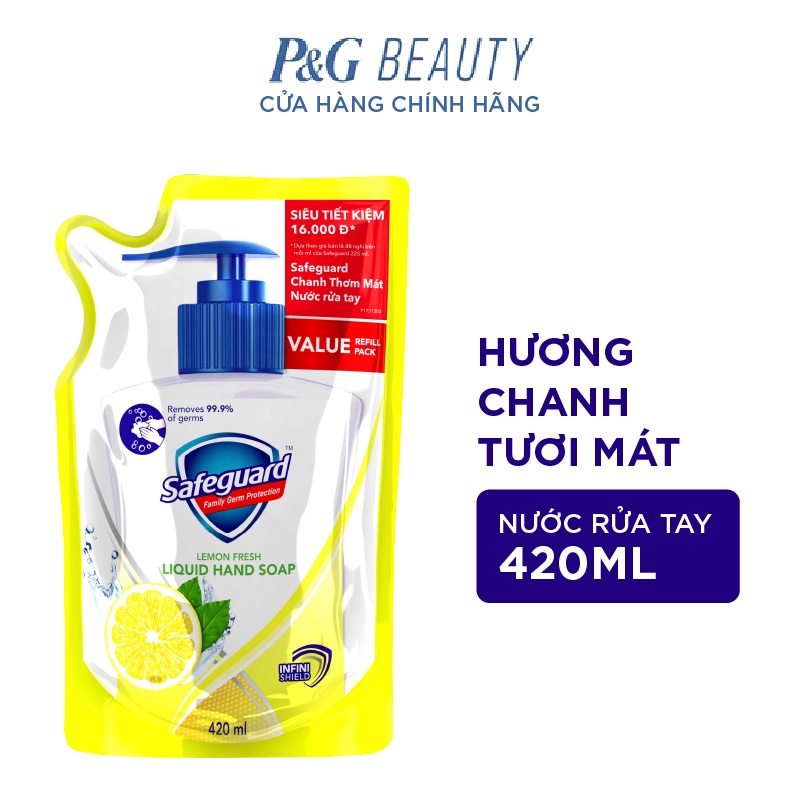 Nước rửa tay Safeguard Hương Chanh 420ml dạng túi