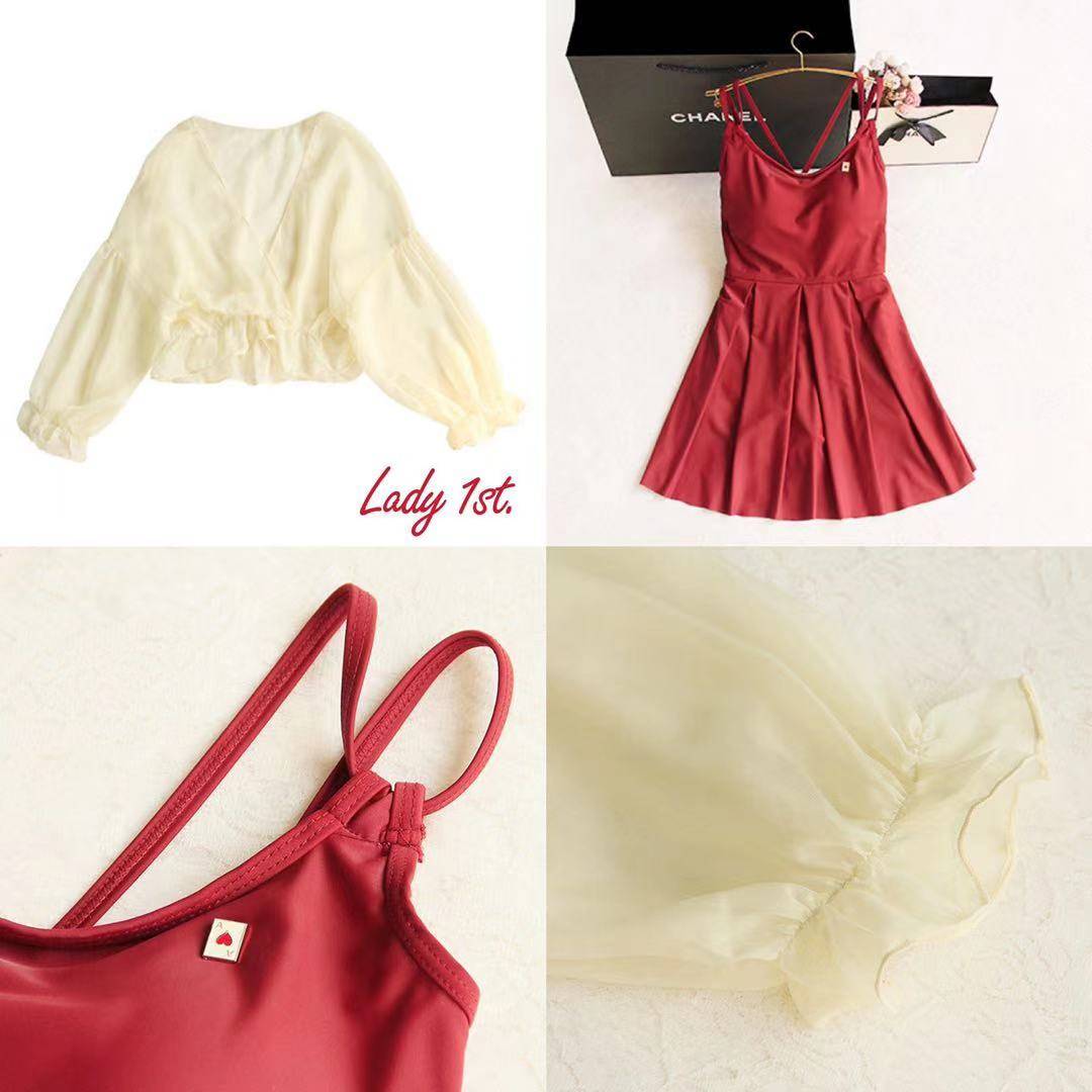 INS women's swimsuit + blouse cover belly slim conservative cute Japanese swimwear | BigBuy360 - bigbuy360.vn