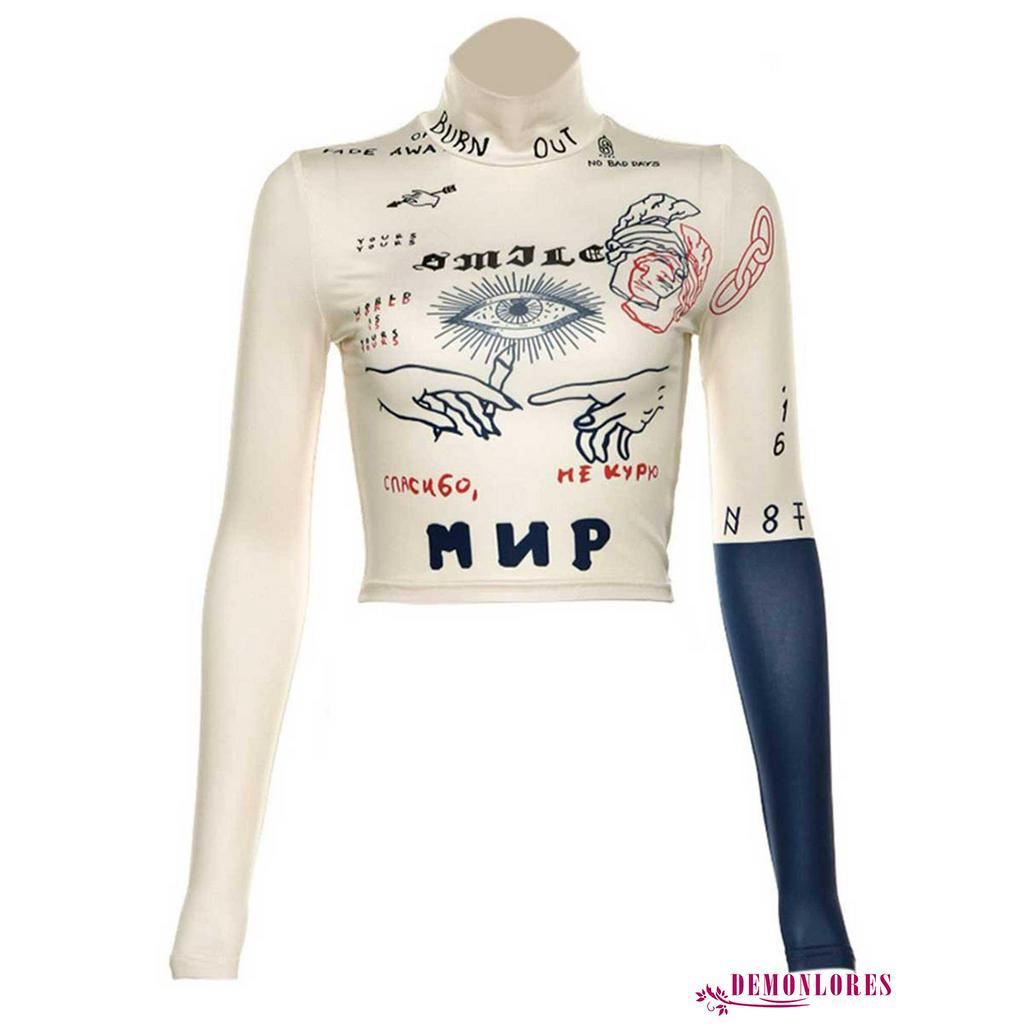 Áo Thun Dài Tay In Họa Tiết Thời Trang Dành Cho Nữ