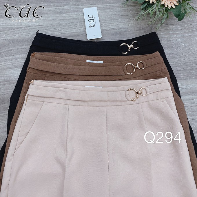 Quần baggy nữ công sở cao cấp Cúc Fashion Q294 quần tây bagy ks cạp 2 móc tròn