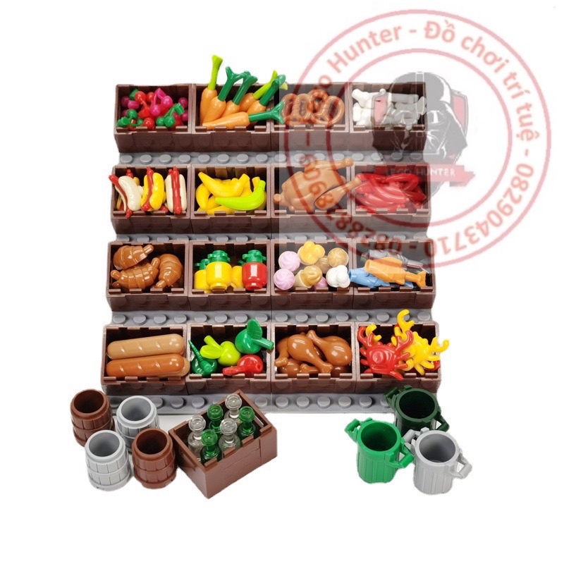 Non Lego food phụ kiện đồ ăn minifigures : bánh mì , bánh sừng bò , đùi gà