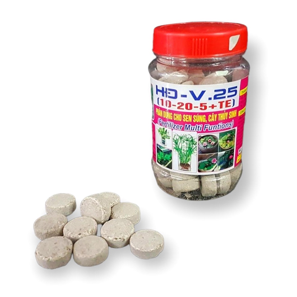 Phân viên nén cho sen,súng, hồ thuỷ sinh HĐ V25 hộp 65viên, NPK 10-20-5+TE