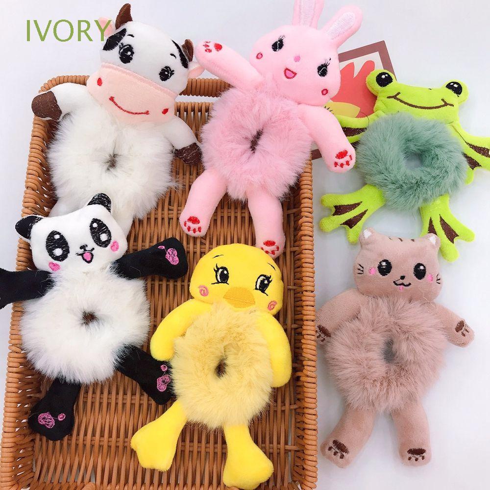 Dây buộc tóc vải lông co giãn hình động vật hoạt hình dễ thương cho nữ