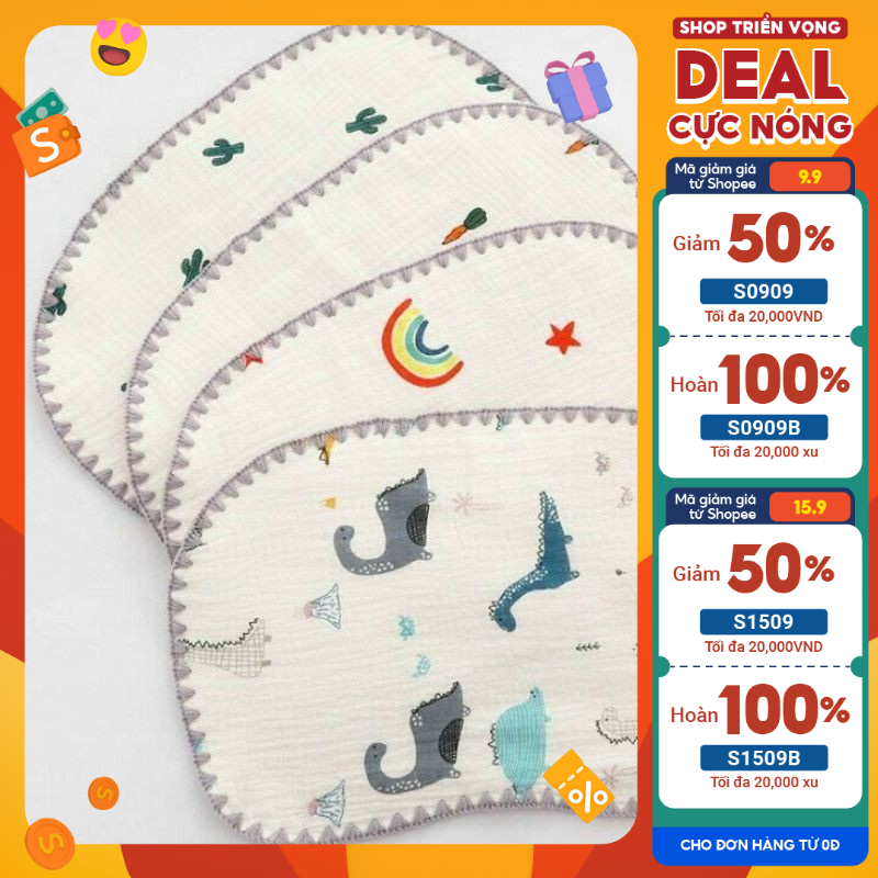 Gối xô lót đầu tiện lợi cho bé sơ sinh cotton 10 lớp mềm mại thoáng khí cho bé