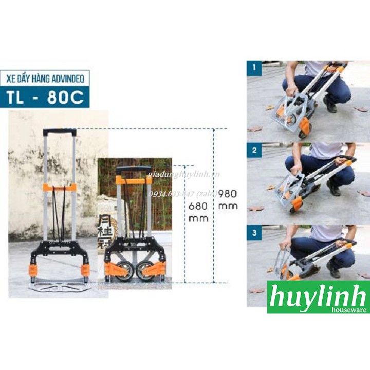 Freeship Xe đẩy hàng 2 bánh rút gọn Advindeq TL-80C - 80kg