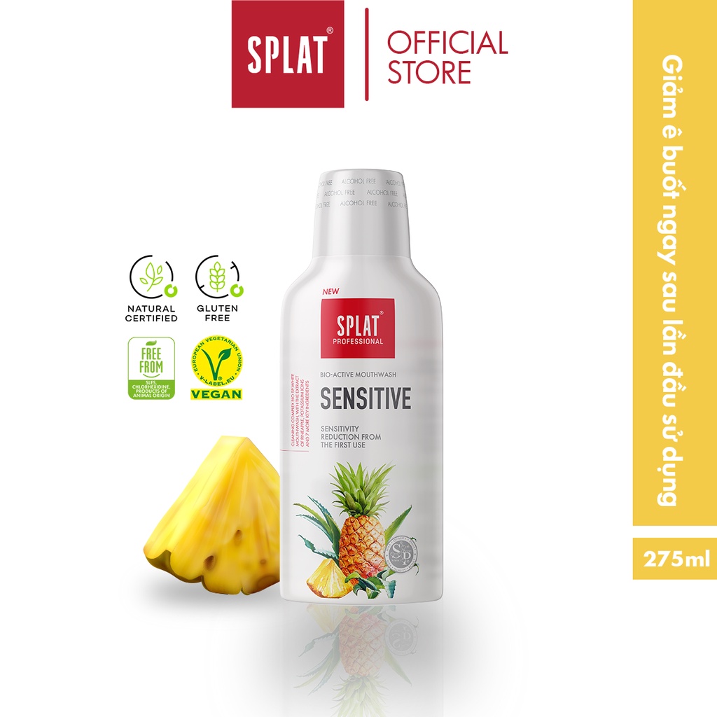 Nước Súc Miệng SPLAT Sensitive Professional series Chiết Xuất Dứa Giúp Giảm Ê Buốt Răng, Đem Lại Hơi Thở Thơm Mát 275ml