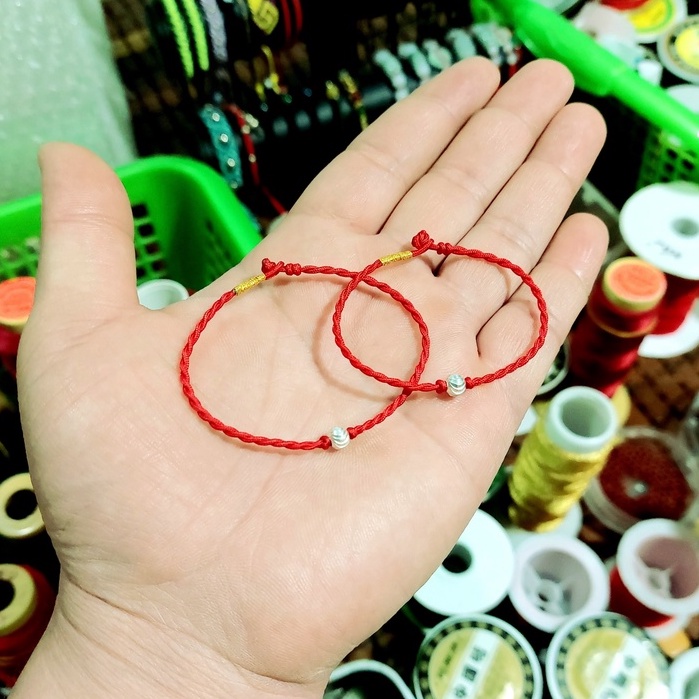 Vòng đôi chỉ đỏ bi bạc mẹ & bé chì trú may mắn bình an ( Ghi chú size cỏ tay )