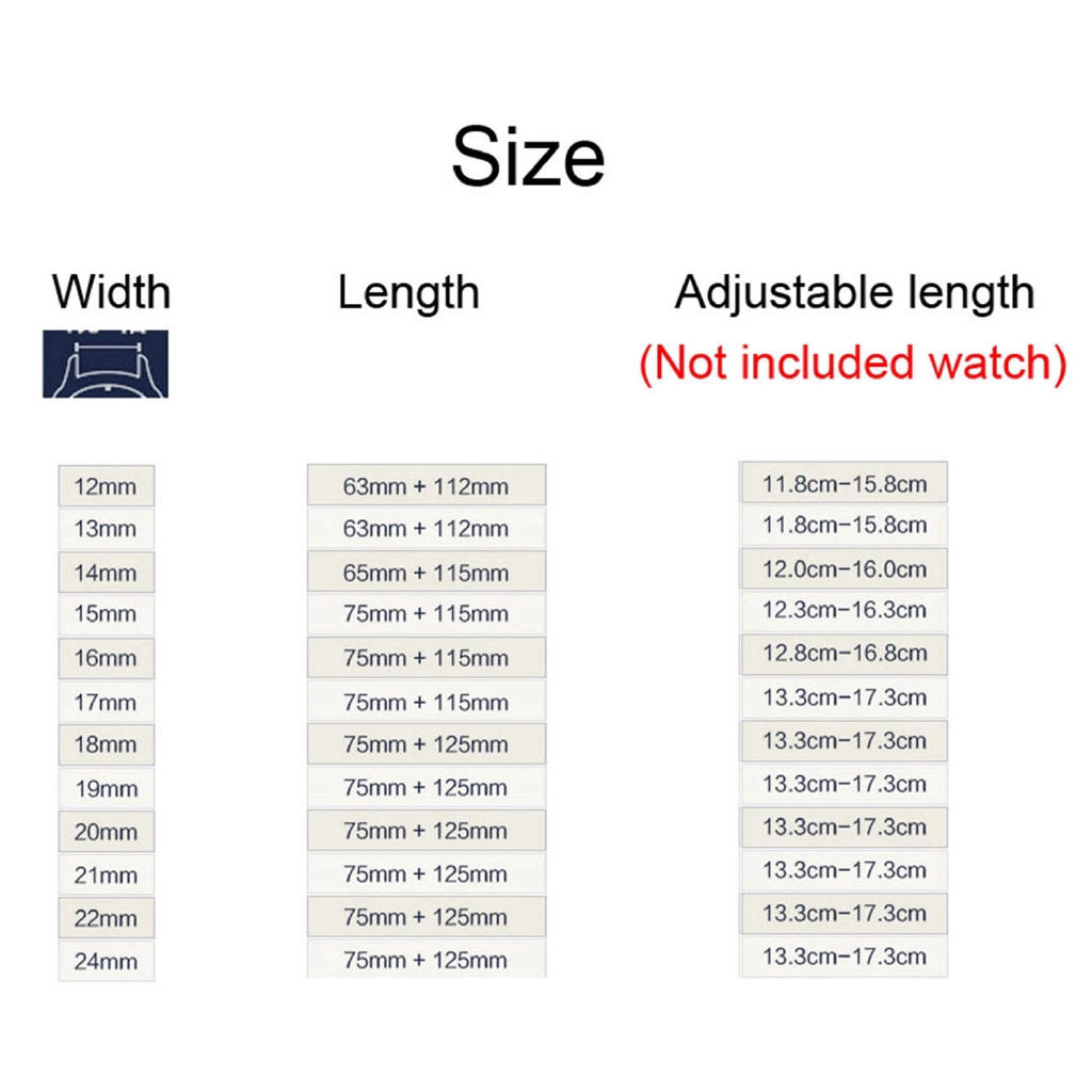 Dây đồng hồ đeo tay 12 13mm 14 15mm 16 17 18 19 20 21 22 24mm