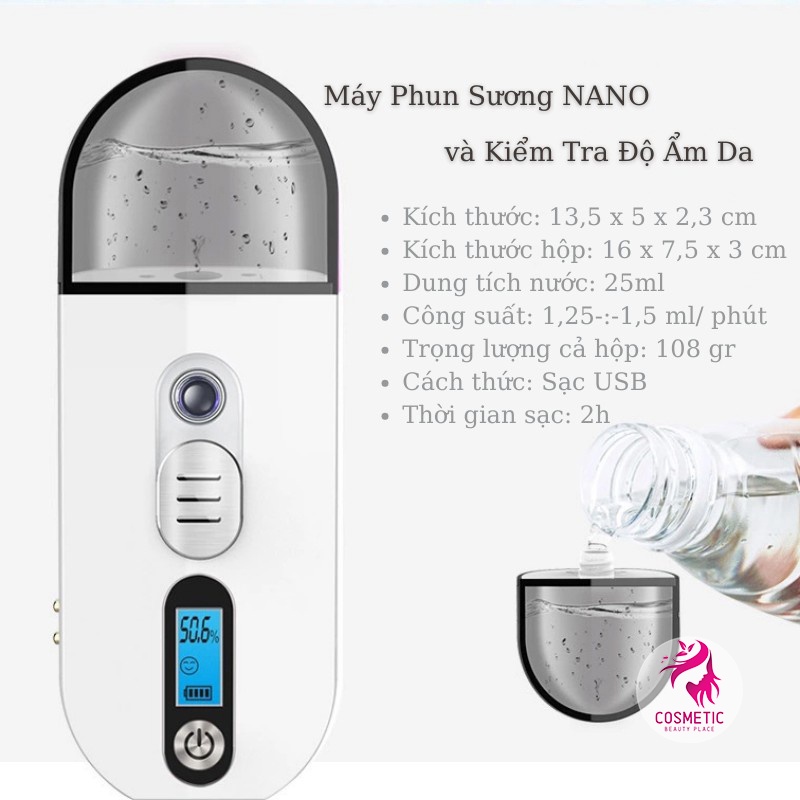 Máy phun sương Nano Yandou PS1810 tích hợp kiểm tra độ ẩm da kèm cáp sạc USB PV699