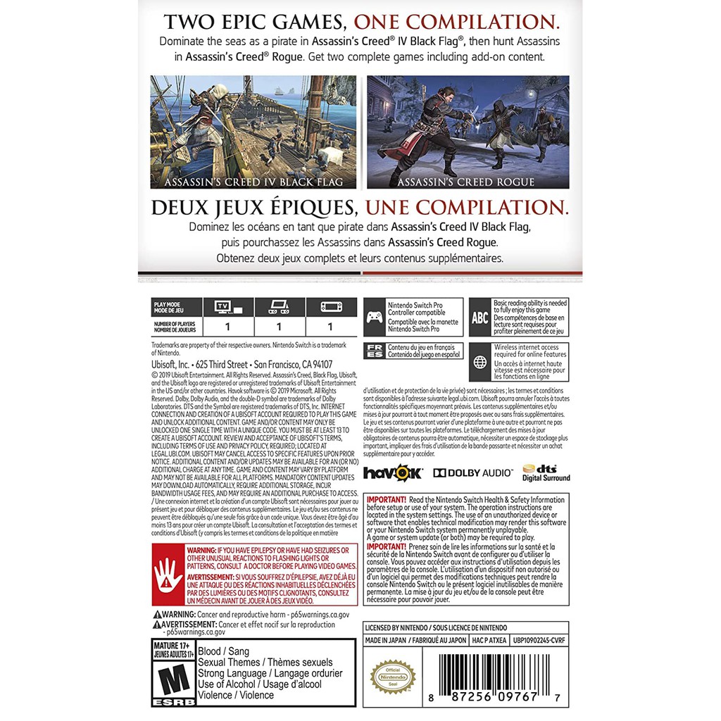 Trò chơi Assassin Creed Rebel Collection - Nintendo Switch